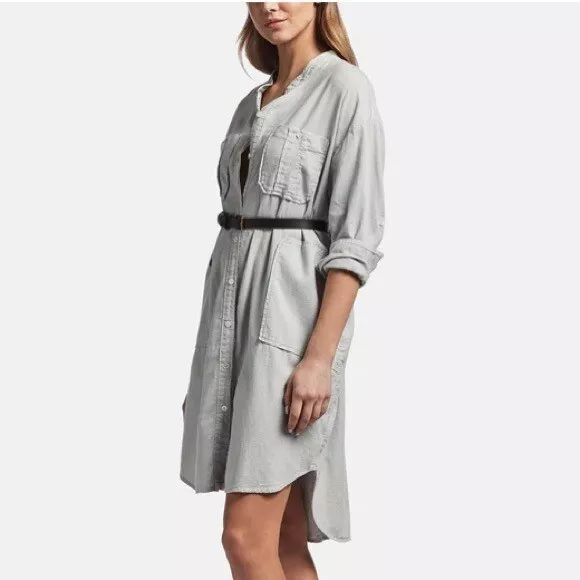 James Perse Gray Utility Button Down Shirt Dress Womens Size Small 1