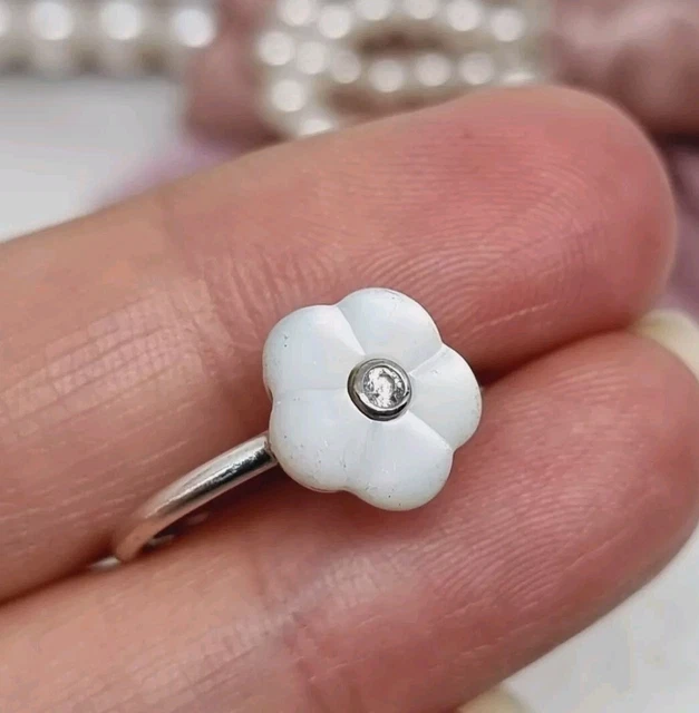 GENUINE PANDORA LUMINOUS FLORAL Mother Of Pearl Ring Size 52 S925 ALE WORN 24.00 PicClick UK