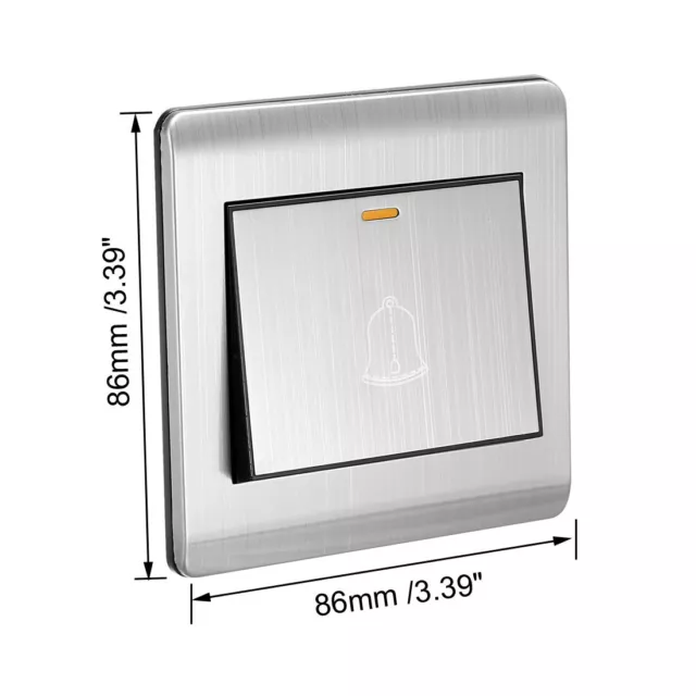 Interruptor de botón pulsador de timbre AC 250V 16A de Acero Inoxidable 86x86mm 2