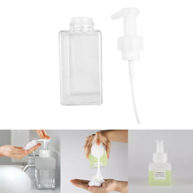 450 ml dispensador de espuma para jabón vacío botella cuadrada plástico viaje