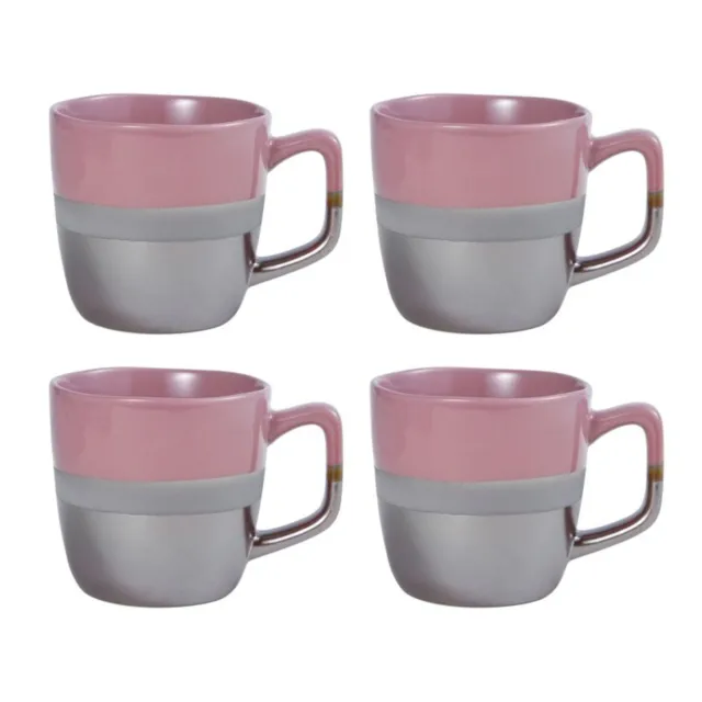 Pfaltzgraff 16-ounce Stoneware Coffee or Tea Mug, Rose Gold and Pink 4 pack