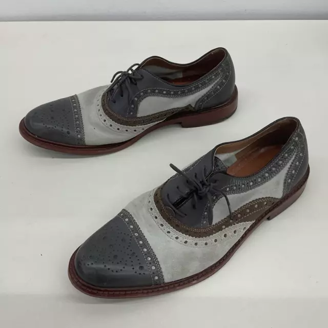 JOHNSTON & MURPHY Brogue Dress Shoes Two Tone Gray Leather US 10.5 $41. ...