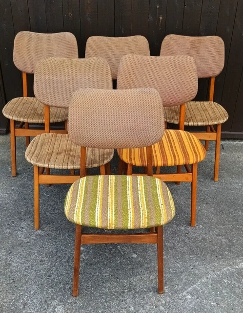 6x Sedie Sala Pranzo Sedia Vintage 60s Retrò Danish 60er Sedie Mid Century 5