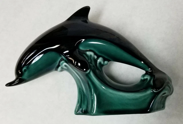 Poole Pottery England Dolphin beach surf Waves Vintage mid century 1950's ocean