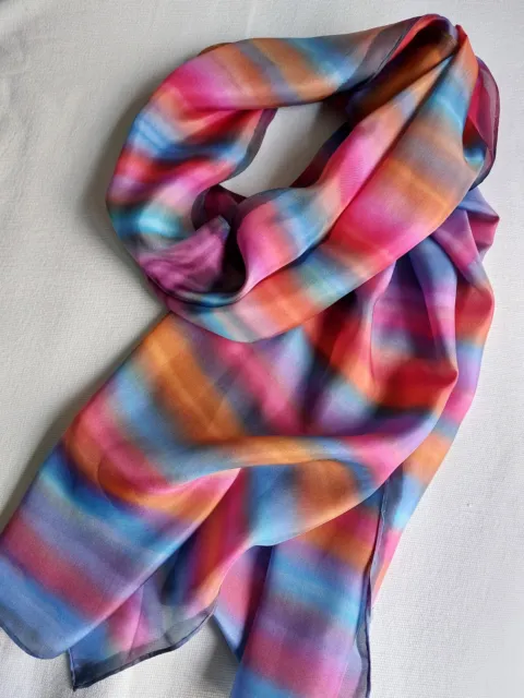 Hand-painted Pure Silk Scarf, Dawn  45x180cm