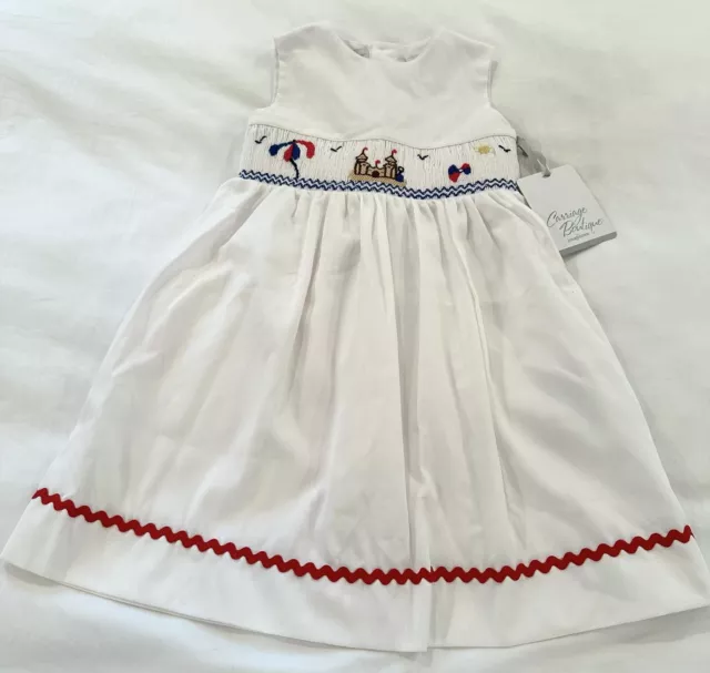 LITTLE ENGLISH TBBC Toddler Girl Smocked Sailboat Nautical Dress Size ...