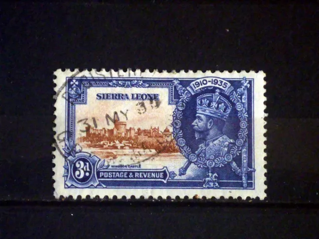 Sierra Leone 1935 Silver Jubilee SG182 3d Brown & Deep Blue FU. (5099)