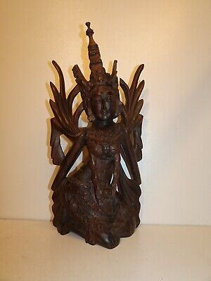 Antique Carved Wooden Buddha Thailand Detailed Ebeny Indonasia Bali Balinese 3