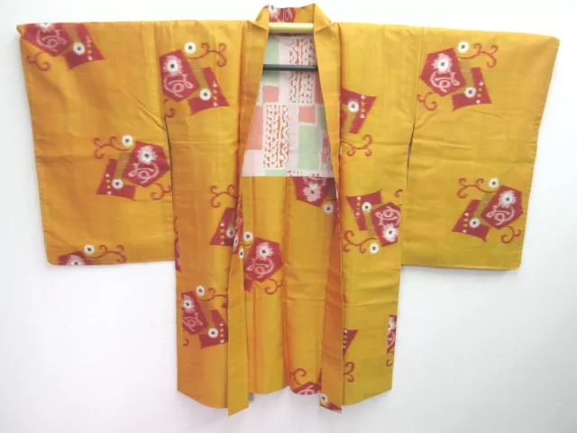 8220B4 Silk Vintage Japanese Kimono Haori Jacket Abstract art Flower Meisen 2