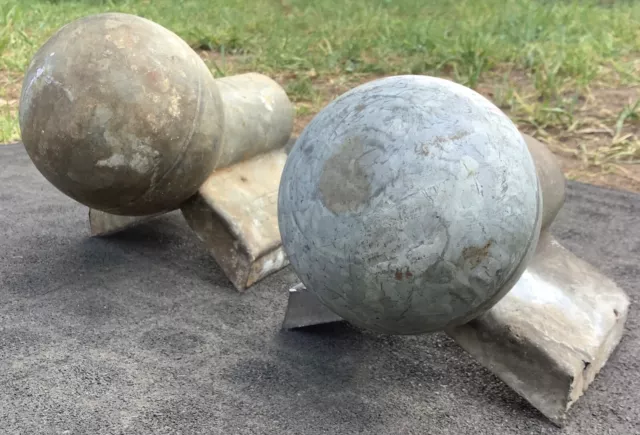 2 Vintage Roof Ridge Ball Finial End Cap  Milford