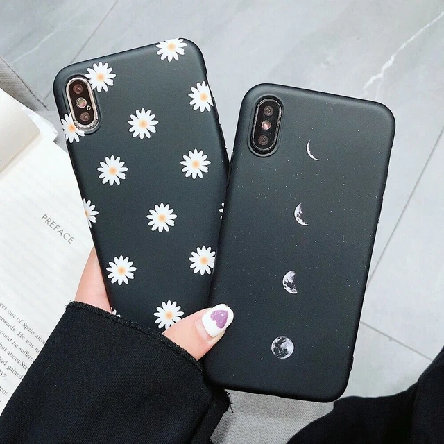 For iPhone XR 7 8 Plus XS Max Cute Moon Flower Ultra-Thin Soft TPU Case Cover