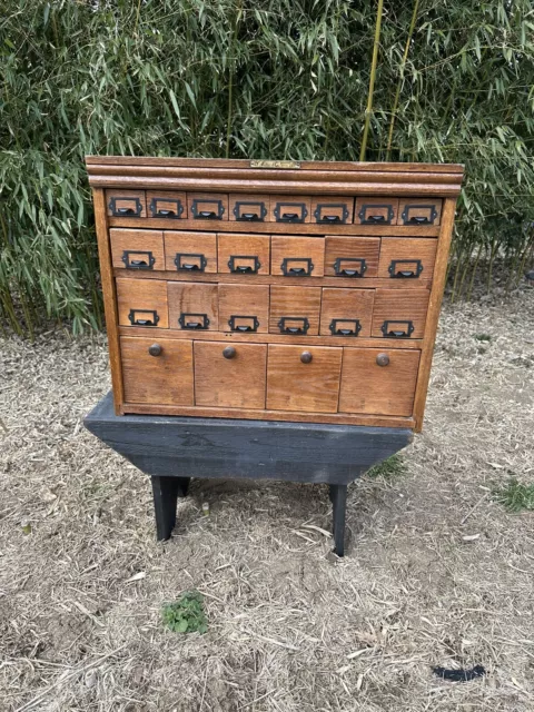 1940s Cabinet Apothecary Industrial WC Heller Multi Drawer Folk Art Hardware 2