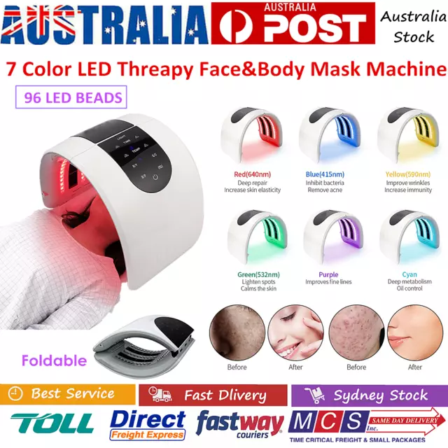 7Color Photon LED Light Therapy PDT Machine Facial Body Skin Rejuvenation AUPlug