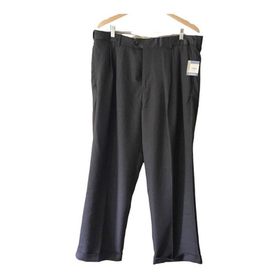 NWT CROFT & BARROW Men's Microfiber Dress Pants 40x30 Pleated & Cuffed, Charcoal
