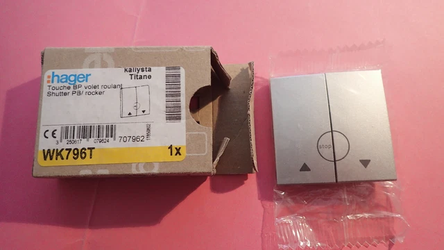 HAGER WK751T - Doigt Enjoliveur pour prise RJ45 KALLYSTA TITANE EUR 27