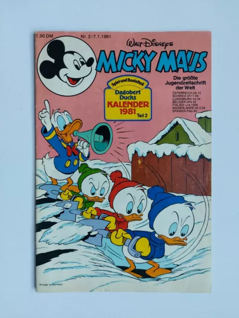 Ehapa - Micky Maus Nr. 2 / 07.01.1981 - Top Zustand / Z1-2 (mit Beilage)