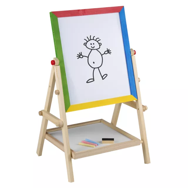 2 in 1 Kids Easel Toy Drawing Art Craft Wooden Blackboard Whiteboard Double Side
