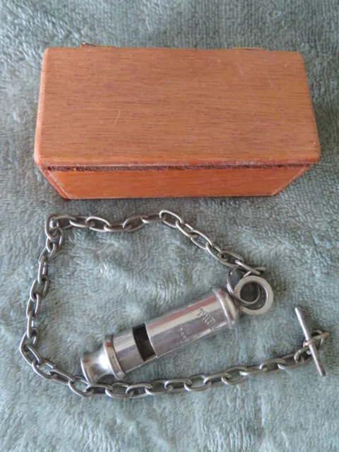 Vintage The Metropolitan Police Whistle by J Hudson with T-Bar Fob Chain