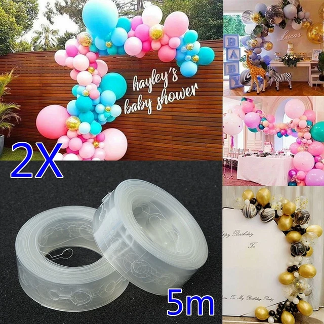2X 5M Tira de Globo Arco Guirnalda Conectar Cadena Hágalo usted mismo Cinta Barra Fiestas Decoración