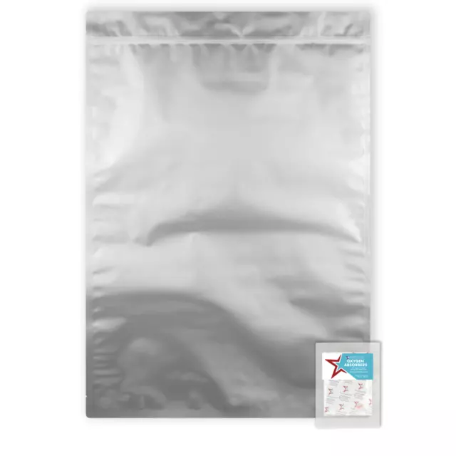 (10) 5.5 Mil 5 Gallon HD Seal-Top Mylar Bags + Individually Sealed 2000cc OAPs