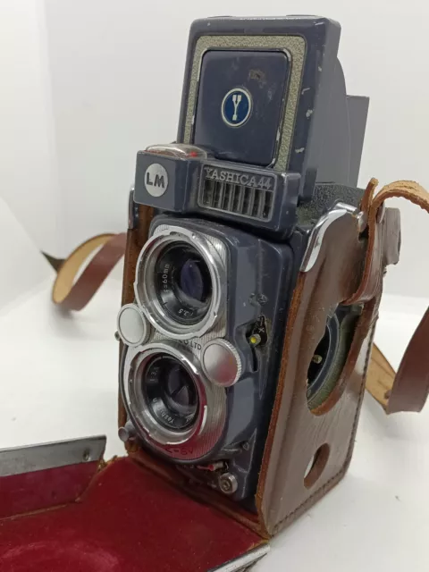 YASHICA 44 Macchina fotografica vintage CON CUSTODIA fotocamera 3