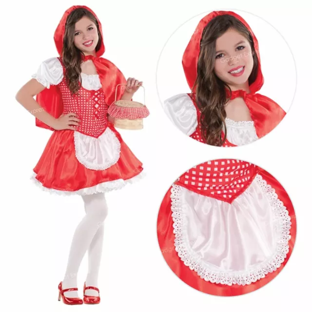 Girls Little Red Riding Hood Fancy Dress Costume Kids Fairytale Book Week Outfit