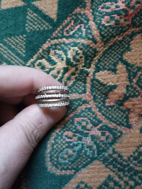 Bague En Argent Massif Sertie De Zircons - Taille 55 - Occasion