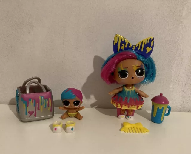 Pacchetto famiglia Lol Surprise Dolls Hairgoals Splatters con sorella grande e Lil