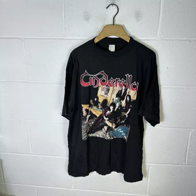 Vintage Cinderella Shirt Mens Extra Large Black Heartbreak Station 1991 Rock 90s