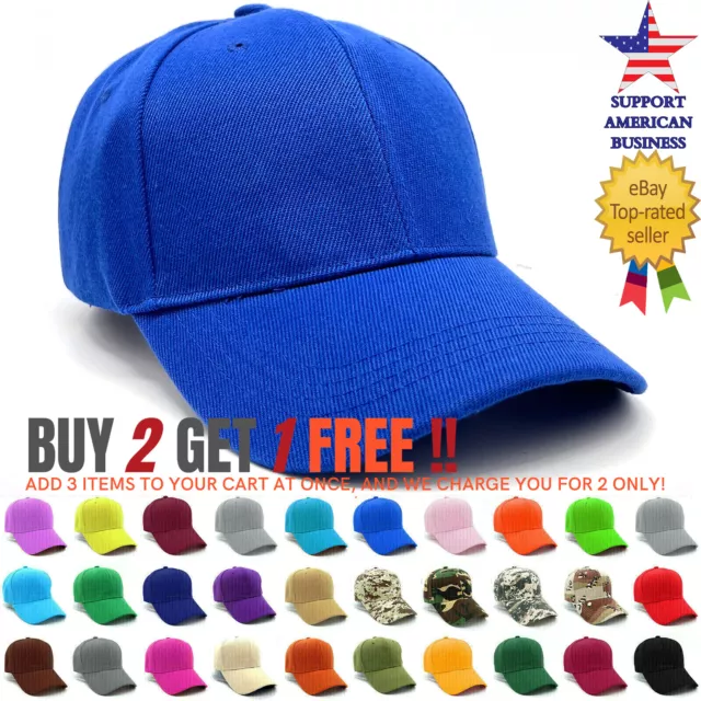 Men Baseball Cap Adjustable Solid Women Trucker Ball Hat Plain Visor Camo Caps