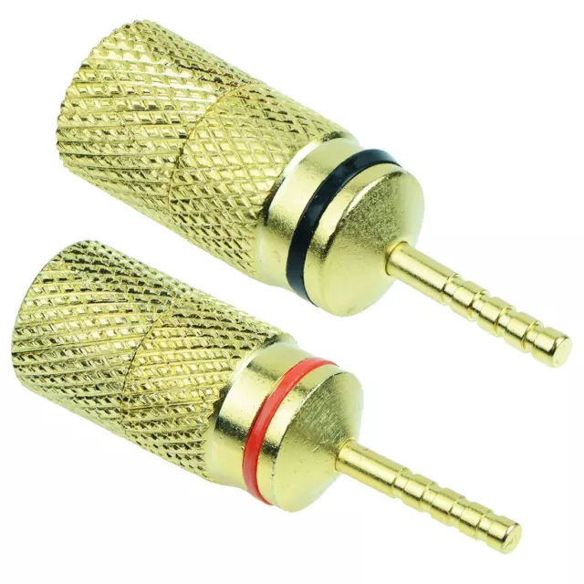 2pcs Red + Black Gold Plated 2mm Speaker Pin Plug Connectors