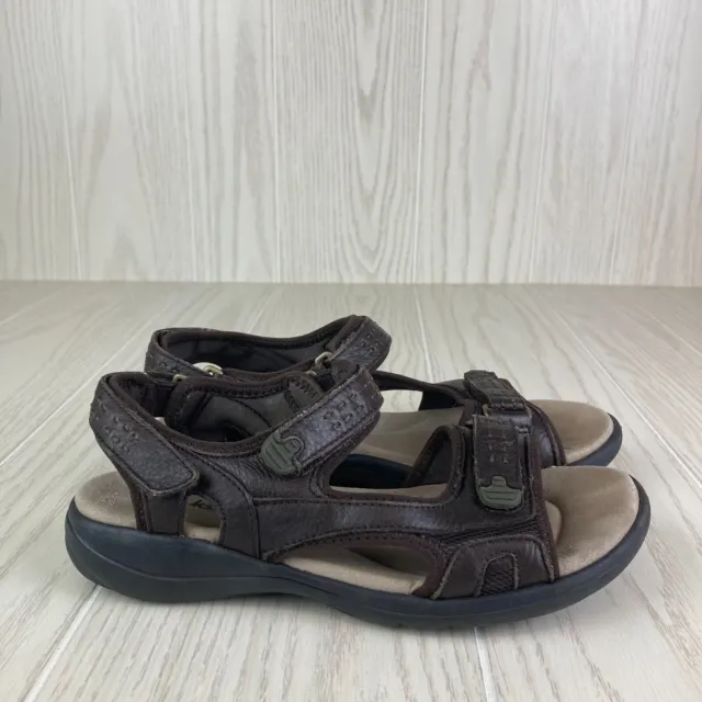 Clarks Womens Sandals Brown Leather Ankle Strap Hook & Loop Size 8.5 M