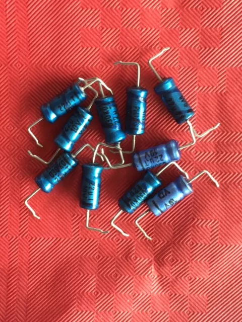 10 X PHILIPS VINTAGE 030 SERIES AXIAL ELECTROLYTIC CAPACITOR 22uf 10V