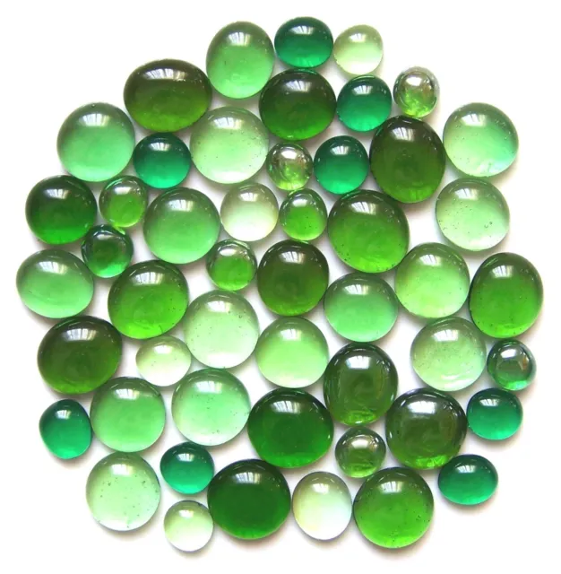 50 x Forests of Green Art Glass Mosaic Craft Pebbles, Stones - Assorted Sizes