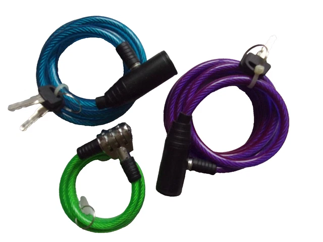LOT REVENDEUR DESTOCKAGE 2 ANTIVOLS CÂBLE VÉLO 2 CLÉS + 1