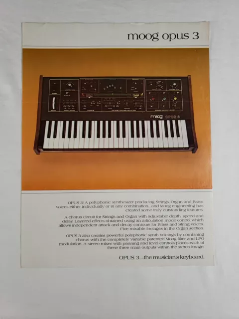 Moog Opus 3 brochure 1980 the musician's keyboard - brochure only -vintage 80's