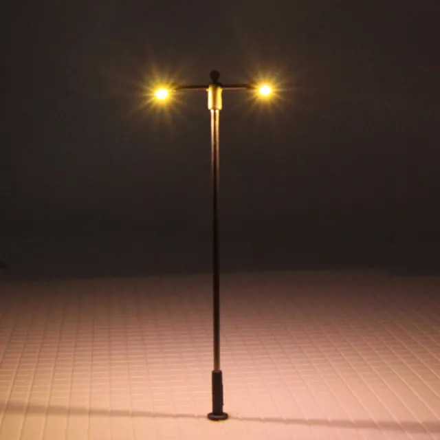 10pcs Model Railway HO Scale Lamp Warm White Double-heads LED Street Light