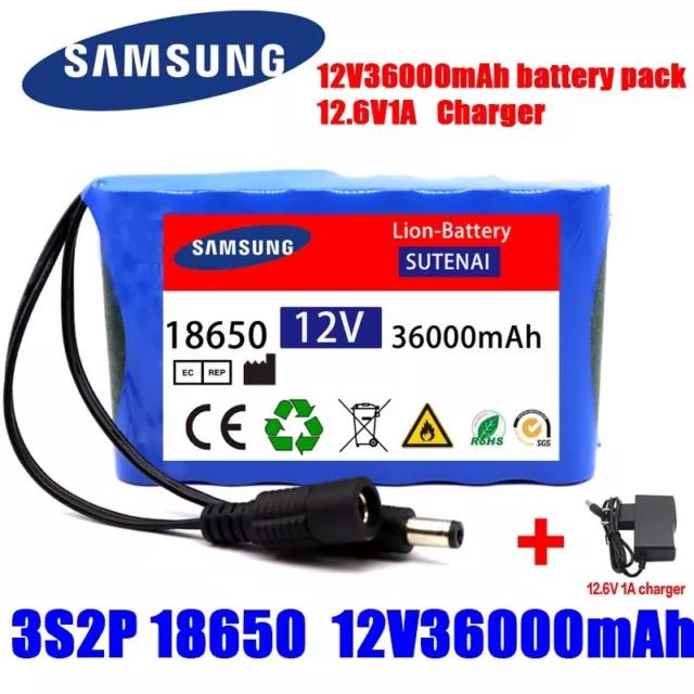 Pacco Batteria Samsung 12V 36000Mah Litio Ricaricabile Con Bms Portatile
