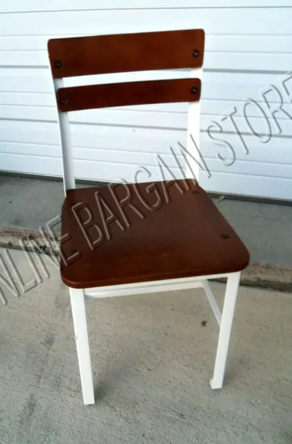 2 Pottery Barn Kids vintage Schoolhouse Wood Metal Play desk WHITE Table Chairs