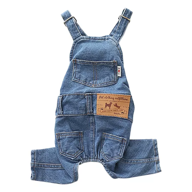 Pet Denim Jumpsuit Dog Jean Overalls Clothes Washable Fashion Denim Pants Outfit