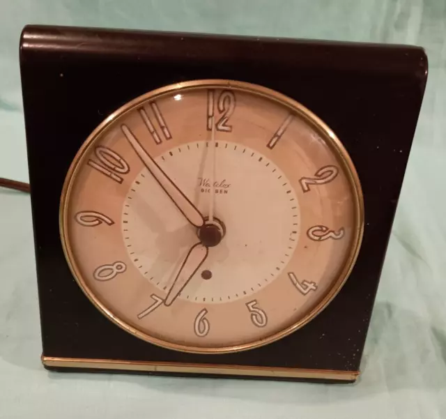 Old Art Deco Westclox Big Ben Brown Bakelite Case Electric Clock...working
