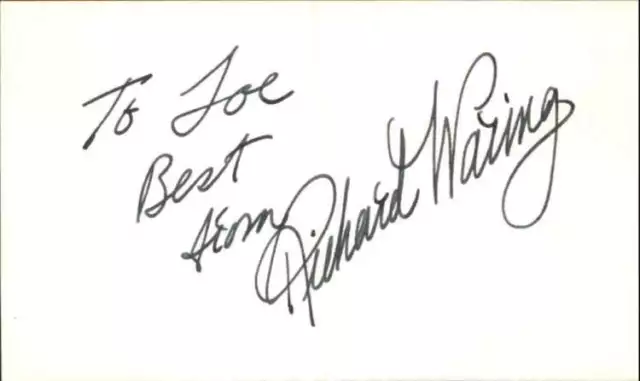 Richard Waring d. 1993 Actor The Ford Theater Hour Signed 3" x 5" Index Card