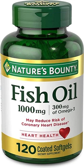 Nature Bounty Fish Oil 1000mg, 300mg Omega3 Hearth Health Fish Oil Pills Nature Bounty Fish Oil 1000mg, 300mg Omega3 Hearth Health Fish Oil Pills