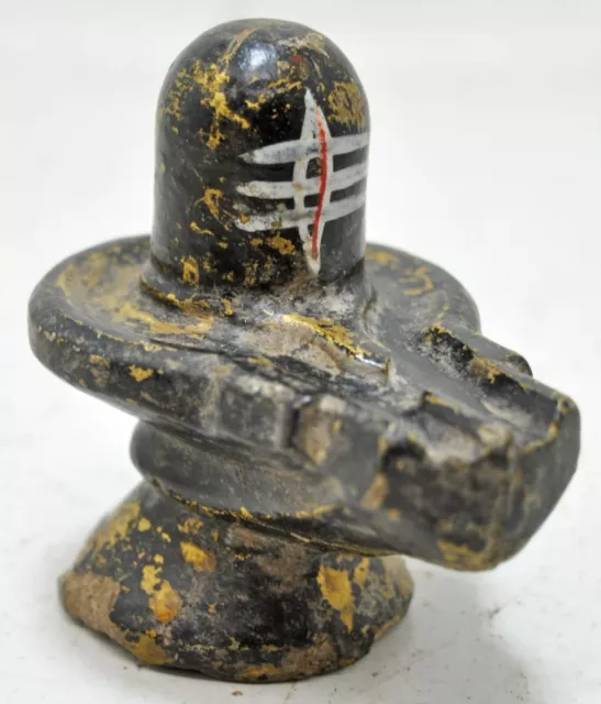 Antique Black Stone God Shiva Linga Idol Figurine Original Old Hand Carved