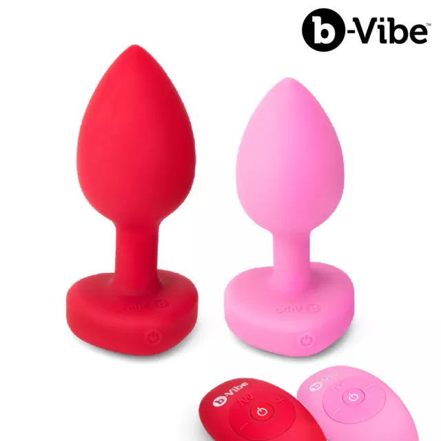 B-Vibe Vibrating Heart Plug S/M/L - Red, Pink - Plug Anale Vibrante con Gemma