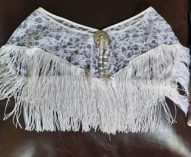 White Western lace & fringe shirt topper