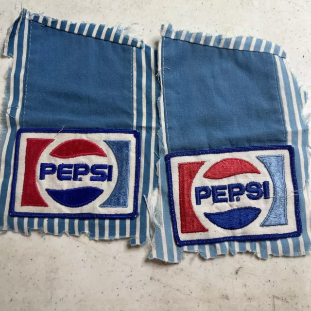 Vintage Pepsi Cola Patch Patches LOT OF 2 cut off old shirt.