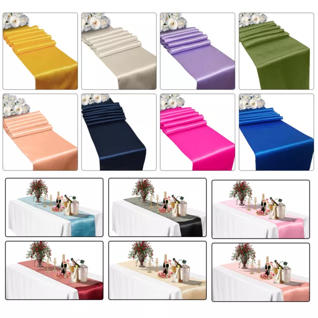 1 10 20 50 100 Satin Table Runners Chair Swag Wedding Party Table Decoration