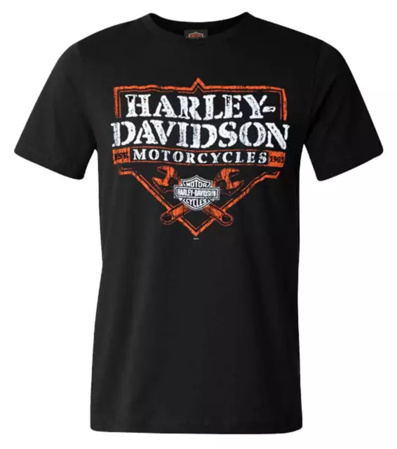 Harley-Davidson Men's Spike B&S Short Sleeve Crew-Neck T-Shirt - Black