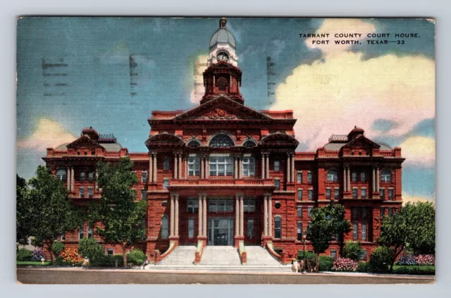 Fort Worth TX- Texas, Tarrant County Court House, Antique Vintage c1943 Postcard